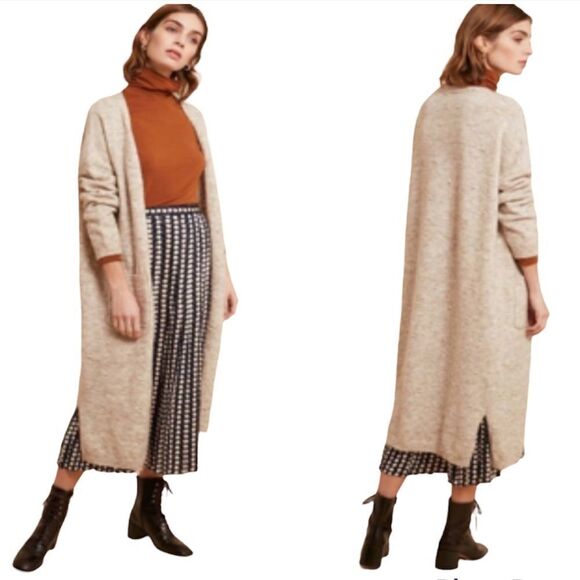 Frnch Paris Long pocketed open cardigan Mocha Mousse shacket S/M oversized NWT - Picture 1 of 10